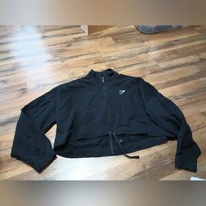 Gymshark Women's Black Cropped Half-Zip Pullover